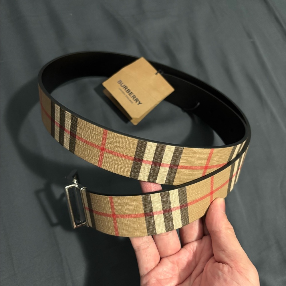 Burberry Tan and Black Belt Elegant Accessory